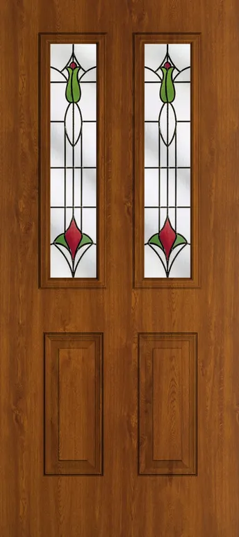 Rome 2 composite door in Light Oak with Beaumont glass