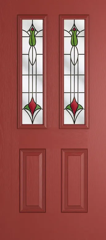 Rome 2 composite door in Red with Beaumont glass