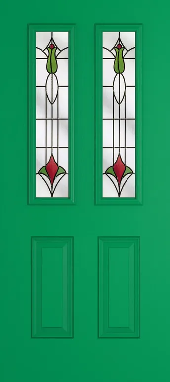 Rome 2 composite door in Signal Green with Beaumont glass