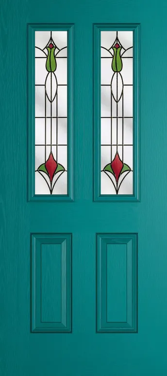 Rome 2 composite door in Teal with Beaumont glass