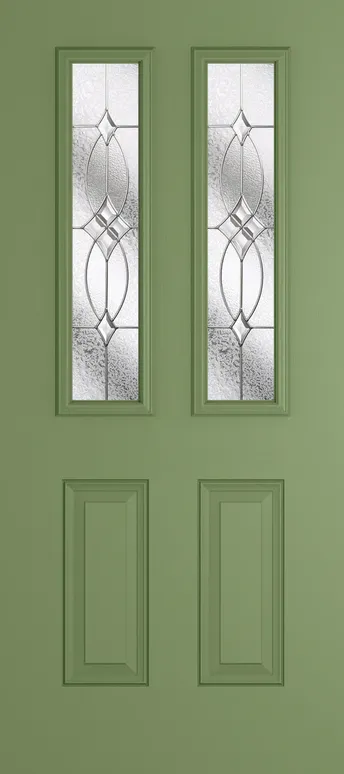 Rome 2 composite door in Woodland Green with Flair glass