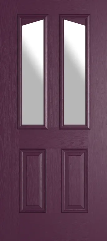 Rome Angle composite door in Aubergine with Satin glass