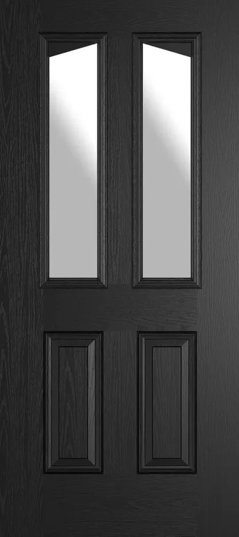 Rome Angle composite door in Black with Satin glass