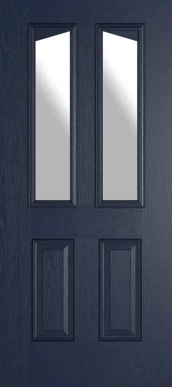 Rome Angle composite door in Blue with Satin glass