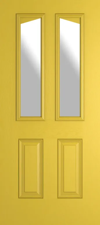 Rome Angle composite door in Canary Yellow with Satin glass