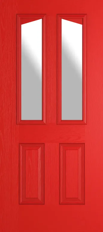 Rome Angle composite door in Candy Red with Satin glass