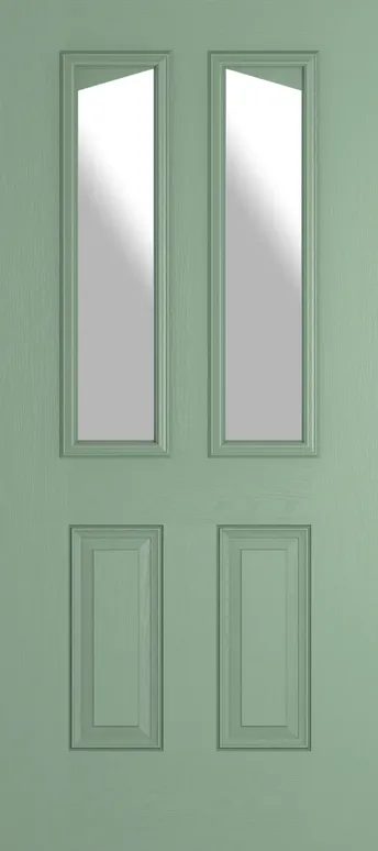 Rome Angle composite door in Chartwell Green with Satin glass
