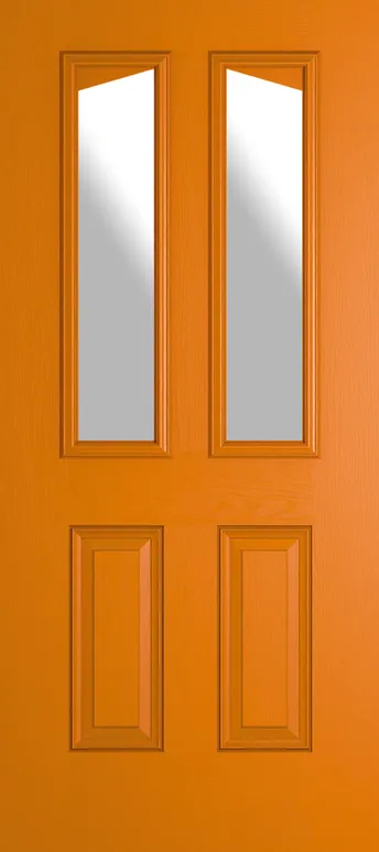 Rome Angle composite door in Clementine with Satin glass