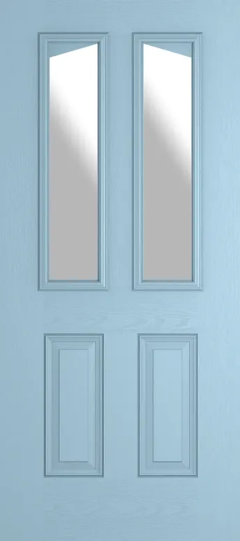 Rome Angle composite door in Duck Egg Blue with Satin glass