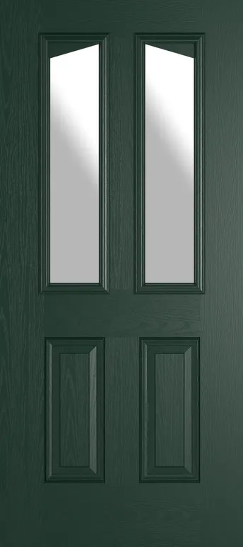 Rome Angle composite door in Green with Satin glass