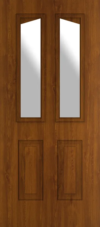 Rome Angle composite door in Light Oak with Satin glass