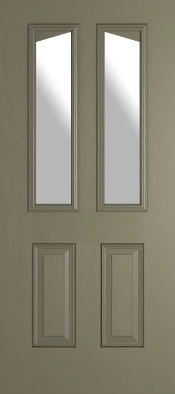 Rome Angle composite door in Olive Grey with Satin glass