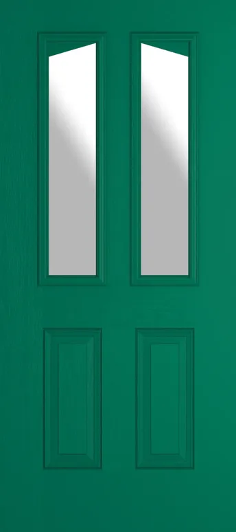 Rome Angle composite door in Opal Green with Satin glass