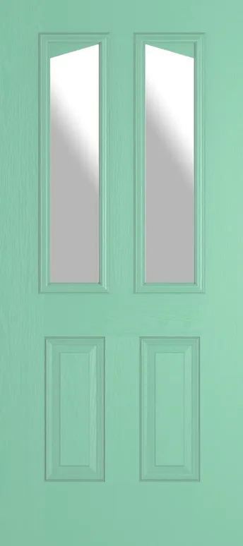 Rome Angle composite door in Pastel Turquoise with Satin glass