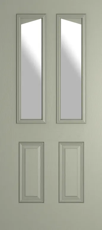Rome Angle composite door in Pebble Grey with Satin glass