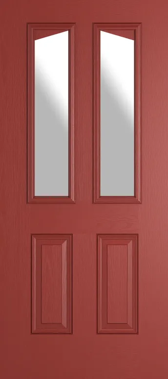Rome Angle composite door in Red with Satin glass