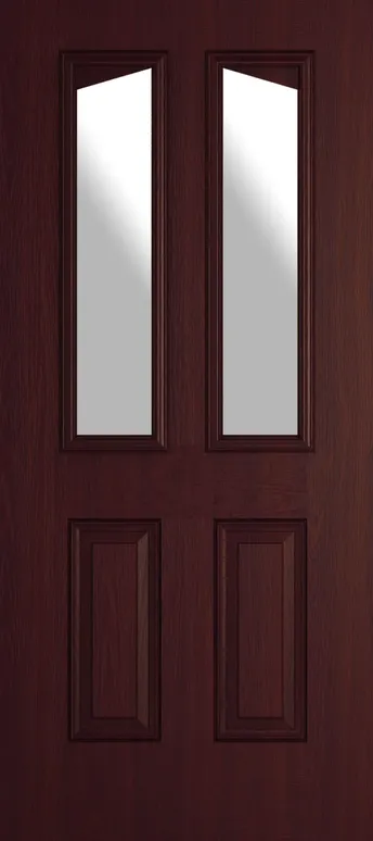 Rome Angle composite door in Rosewood with Satin glass