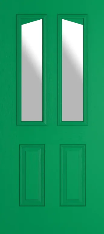 Rome Angle composite door in Signal Green with Satin glass