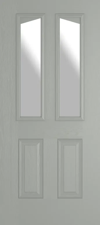 Rome Angle composite door in Silver Grey with Satin glass