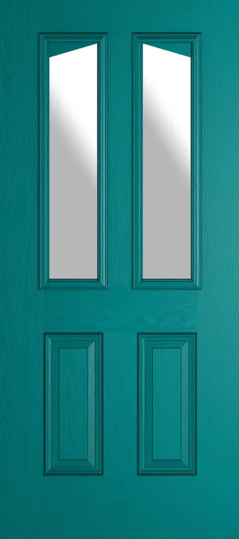 Rome Angle composite door in Teal with Satin glass