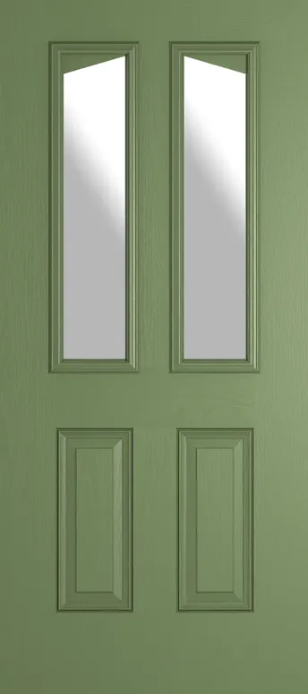 Rome Angle composite door in Woodland Green with Satin glass