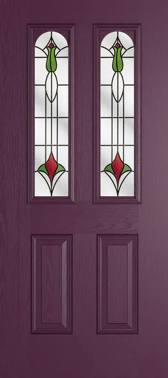 Rome Arch composite door in Aubergine with Beaumont glass
