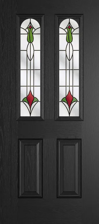 Rome Arch composite door in Black with Beaumont glass