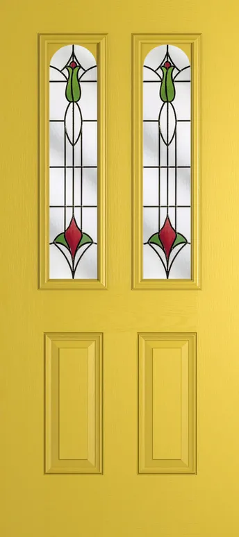 Rome Arch composite door in Canary Yellow with Beaumont glass