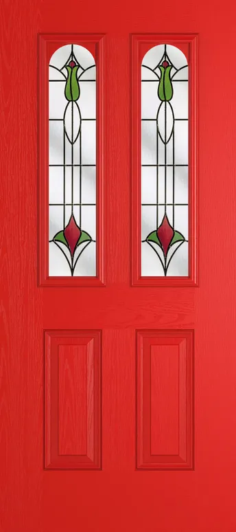 Rome Arch composite door in Candy Red with Beaumont glass