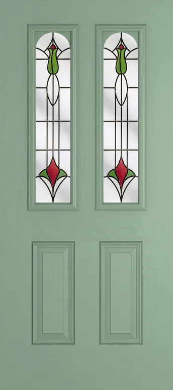 Rome Arch composite door in Chartwell Green with Beaumont glass