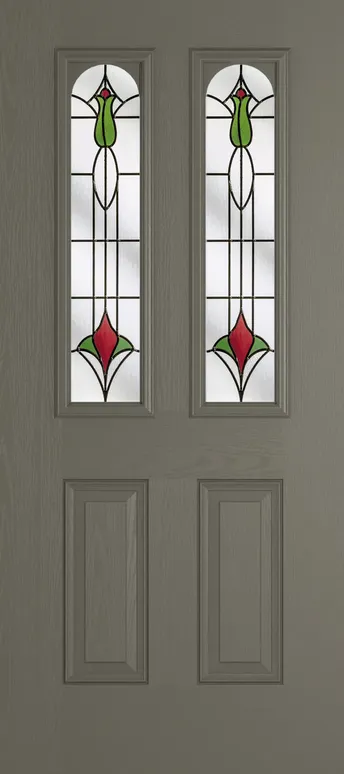 Rome Arch composite door in Dolphin Grey with Beaumont glass