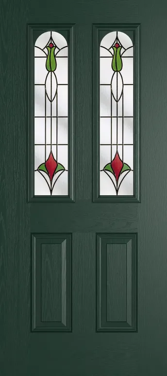 Rome Arch composite door in Green with Beaumont glass