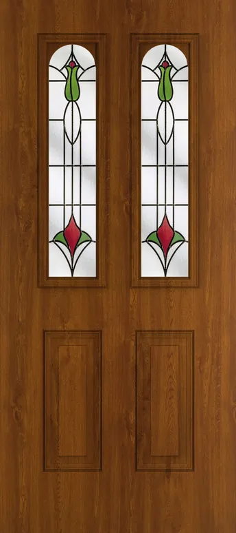 Rome Arch composite door in Light Oak with Beaumont glass