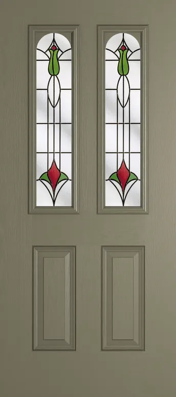 Rome Arch composite door in Olive Grey with Beaumont glass