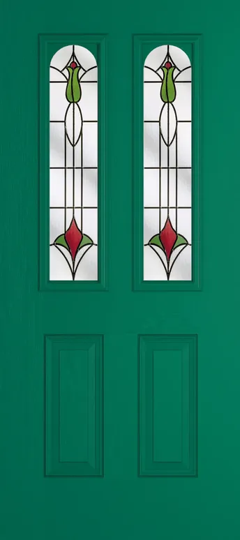 Rome Arch composite door in Opal Green with Beaumont glass