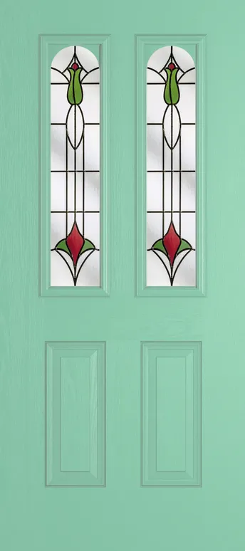 Rome Arch composite door in Pastel Turquoise with Beaumont glass