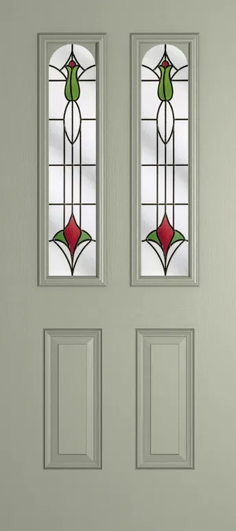 Rome Arch composite door in Pebble Grey with Beaumont glass