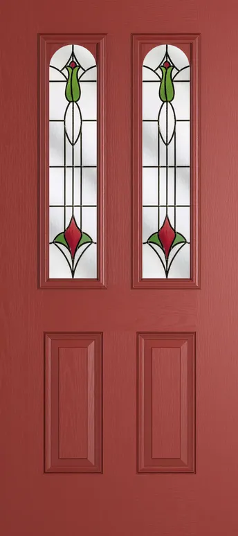 Rome Arch composite door in Red with Beaumont glass