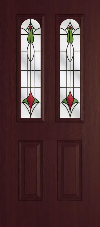 Rome Arch composite door in Rosewood with Beaumont glass