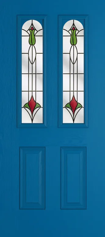 Rome Arch composite door in Signal Blue with Beaumont glass