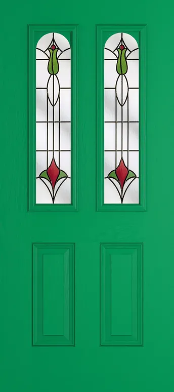 Rome Arch composite door in Signal Green with Beaumont glass