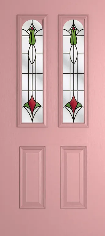 Rome Arch composite door in Sweet Pink with Beaumont glass
