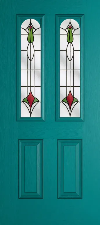 Rome Arch composite door in Teal with Beaumont glass