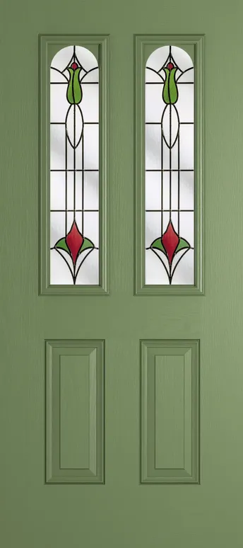 Rome Arch composite door in Woodland Green with Beaumont glass