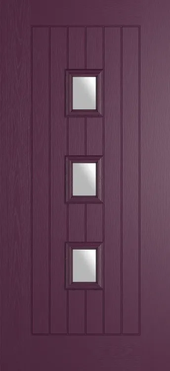 Rotterdam composite door in Aubergine with Satin glass