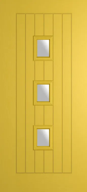 Rotterdam composite door in Canary Yellow with Satin glass