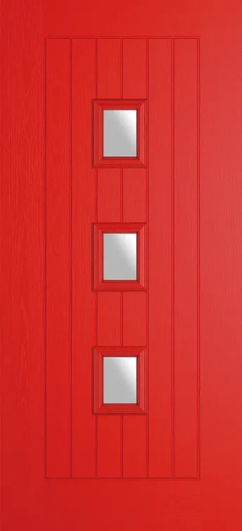 Rotterdam composite door in Candy Red with Satin glass