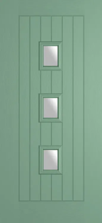 Rotterdam composite door in Chartwell Green with Satin glass