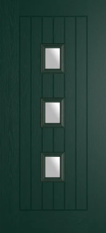 Rotterdam composite door in Green with Satin glass