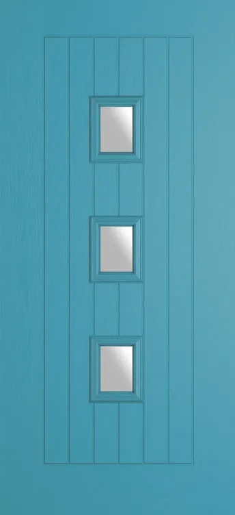 Rotterdam composite door in Light Blue with Satin glass